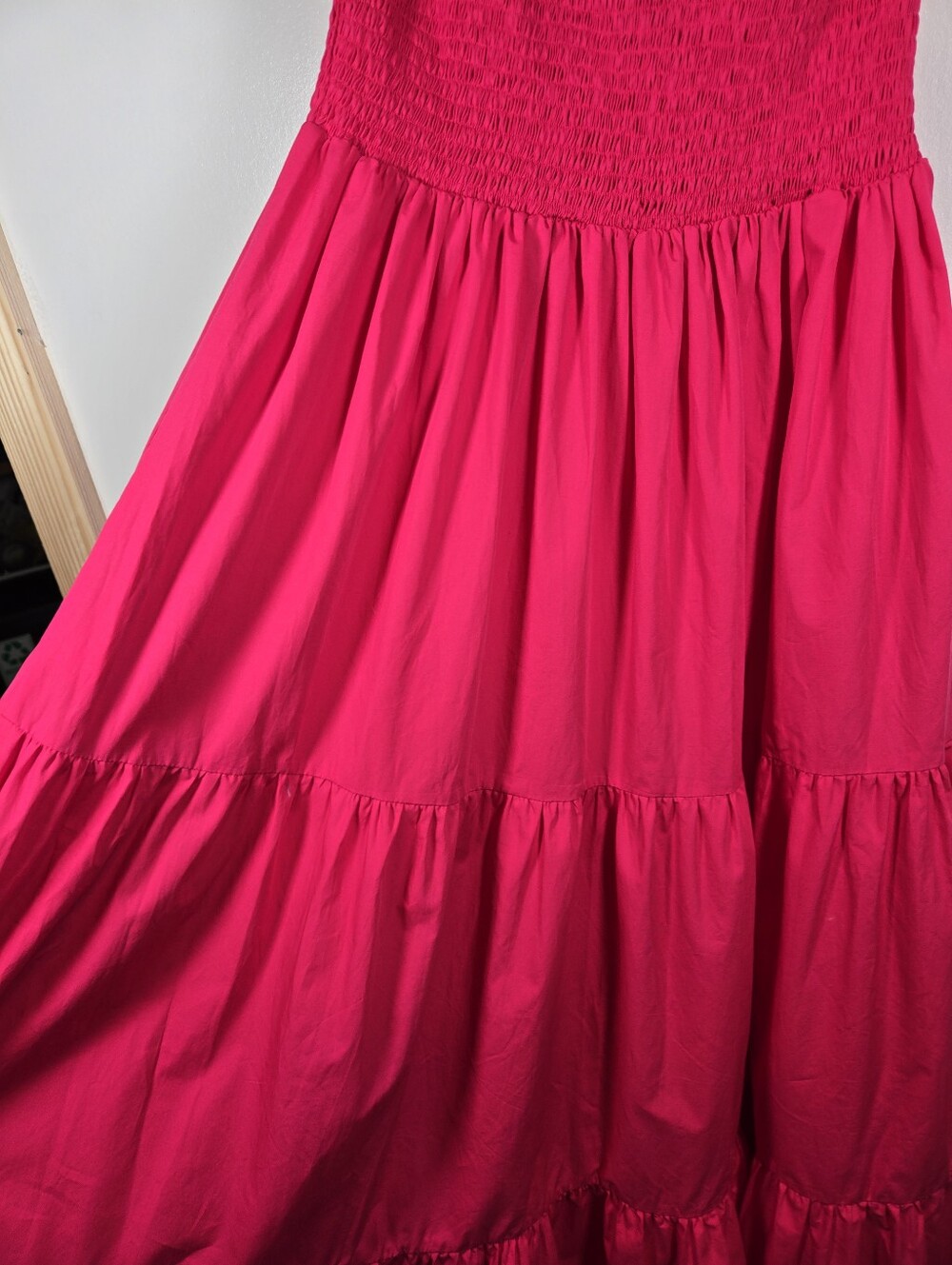 NEW S/W/F Diamond Tiered Maxi Dress Smocked Halter Size Small Pink Rosado - Picture 13 of 16